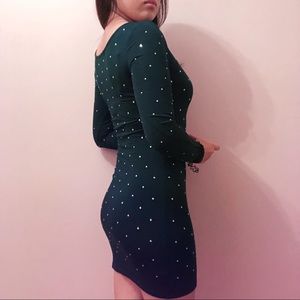 Forever 21 green dress with rhinestone polka dots